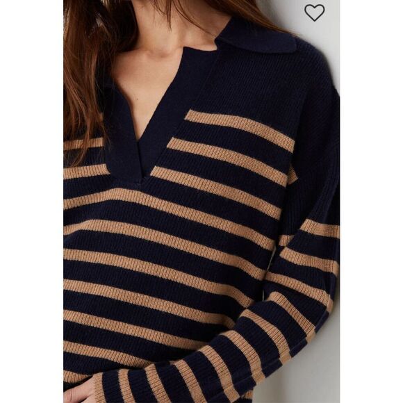 Rails Harris Sweater Camel Navy Stripe Size XS NWT - Picture 3 of 5